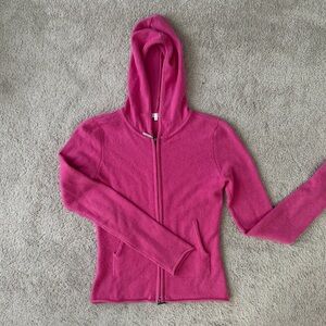 100% Cashmere Fuchsia Zip-Up Sweater